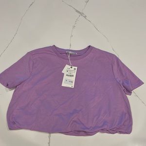 Zara purple tee waist style